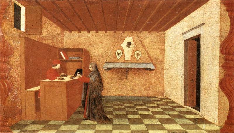 UCCELLO, Paolo Miracle of the Desecrated Host (Scene 1) t